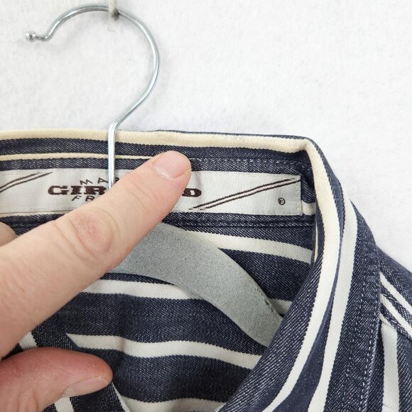 Marithe Francois Girbaud Shirt Mens Large Gray Stripe Vintage Denim USA 90s - Picture 11 of 16